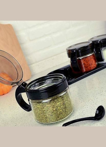 Набір ємностей для спецій 7 предметів чорний Titiz (315748719)