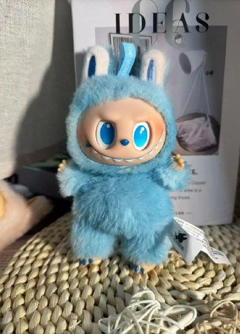 Мягкая плюшевая игрушка фигурка брелок Лабубу с виниловой мордочкой кольцом для подвешивания 16 см (481004-Prob) Голубая Unbranded (350752233)