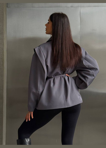 Графитовый женский трендовый оверсайз пиджак Vakko однотонный - всесезон