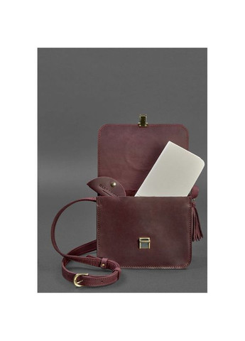Сумка крос-боді через плече з натуральної шкіри жіноча маленька Бордовий 40155 BlankNote (361970408)