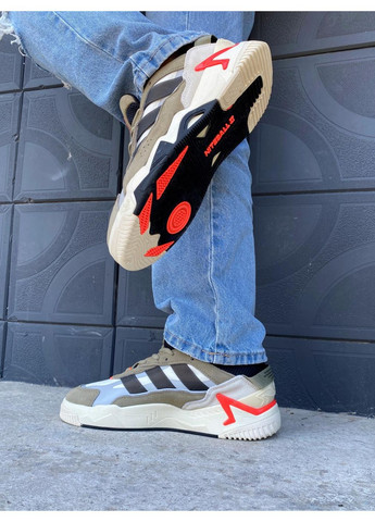 Серые демисезонные кроссовки мужские adidas niteball ii orbit green orange адидас найтбол No Brand