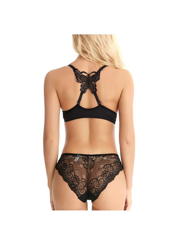 Черный демисезонный женский комплект нижнего белья "бабочка" s черный No Brand