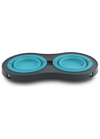 Посуда для собак Миска двойная на сложной подставке-большая 600 мл голубая (0084297306892) Dexas Миска подвійна на складній підставці-велика 600 мл (366691425)