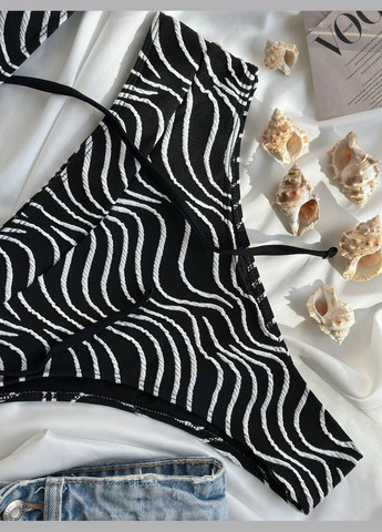 Чорний жіночий роздільний купальник бандо з завищеними плавками talisman блакитний No Brand