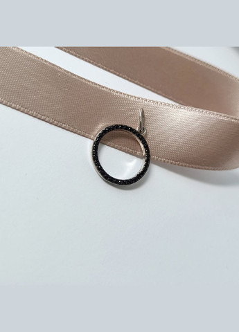 Серебряная подвеска кулон Круг с Чёрными камнями серебро 925 пробы покрыто родием к2фо/1187 0.80г No Brand (306743316)