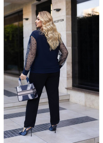 Костюм двійка креп дайвінг,рукава сітка,великих розмірів Україна (349360426)