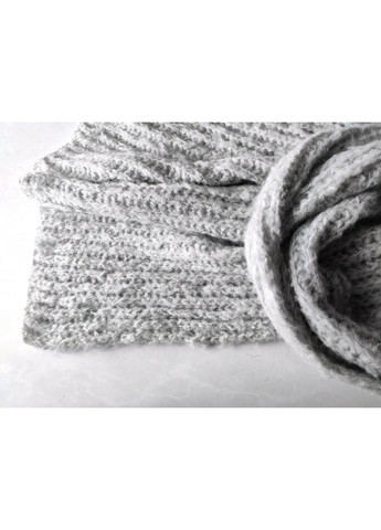 Вязаный зимний шарф ручной работы из мериноса серого цвета. No Brand (370438585)