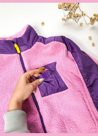 Фіолетова куртка тедді 134-140 см розово-фіолетовий артикул л296 H&M