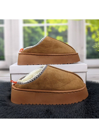 Коричневые тапочки-угги женские на меху Fashion