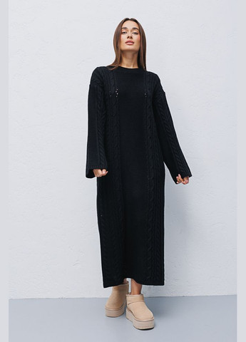 Черное длинное вязаное платье Arjen
