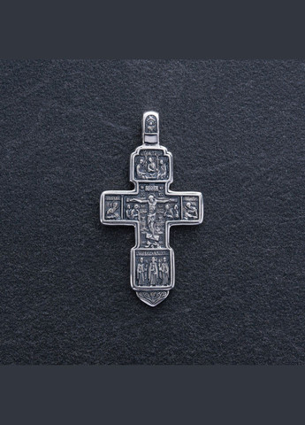Серебряный православный крест Распятие. Вход благоразумного разбойника в рай (чернение) 13087 Oniks (272488545)