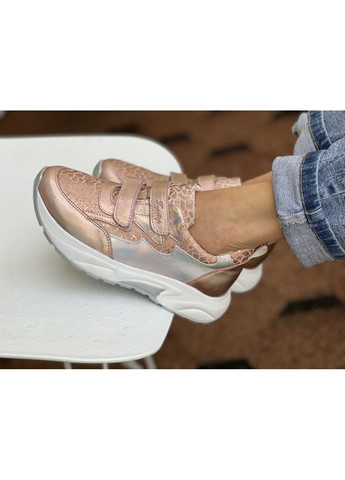 Цветные всесезонные кроссовки 556 для девочек бежево-розовые. размер 37 Topitop