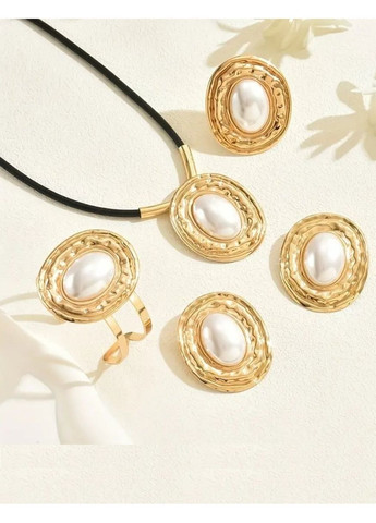 Ексклюзивний набір біжутерії кольє, сережки, каблучка, браслет, 10-755 No Brand (350936875)