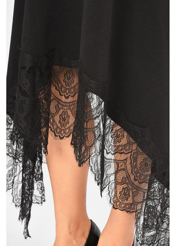 Чорна повсякденний сукня жіноча однотонна чорного кольору з баскою Let's Shop однотонна