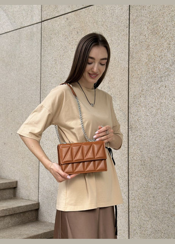 Женская коричневая сумка 10288 кросс-боди на цепочке No Brand (299279350)