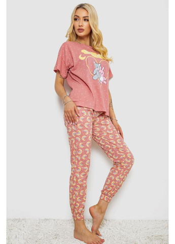 Пудровая всесезон пижама женская с принтом,, 243r15492 LINDROS