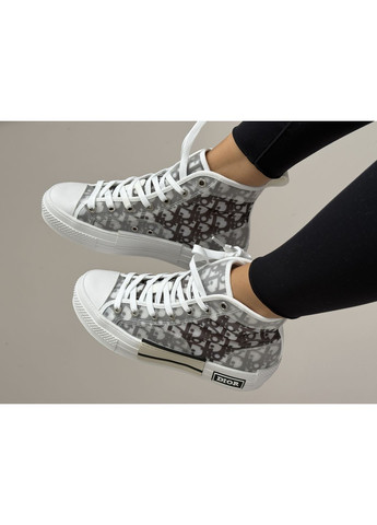 Кроссовки женские Dior B23 High Top Sneakers Grey White | Диор В23 белые No Brand белые демисезоны (366742229)
