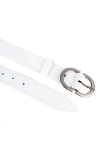 Ремінь жіночий шкіряний НС-3424 (120 см) зі сріблястою подвійною пряжкою білий HandyCover (343353128)
