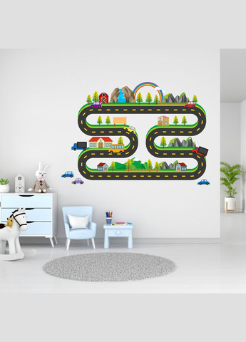 Вінілова інтер'єрна на стіну (шпалери, фарбу) "Дорога з машинками" самоклеюча з Кавун наклейка (316189866)