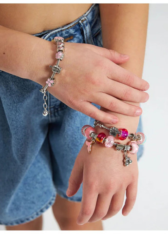 Дитячий набір для створення браслетів прикрас шарм 152 шт комплект для творчості хендмейд дівчинці Рожевий 73822 DobraMAMA (370080605)