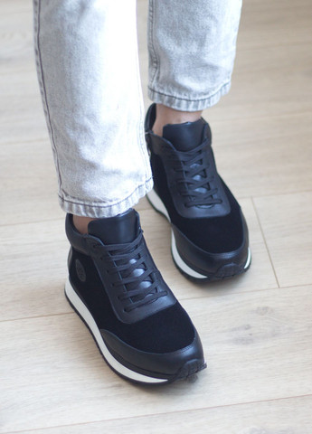 Кросівки жіночі демісезонні з натуральної шкіри та замші Zlett 2501 Б чорні демісезони (314950780)