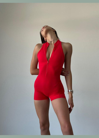 Спортивный комбинезон (короткий) с чашками и пуш-ап красного цвета, размер S Trends комбинезон-шорты однотонный красный спортивный