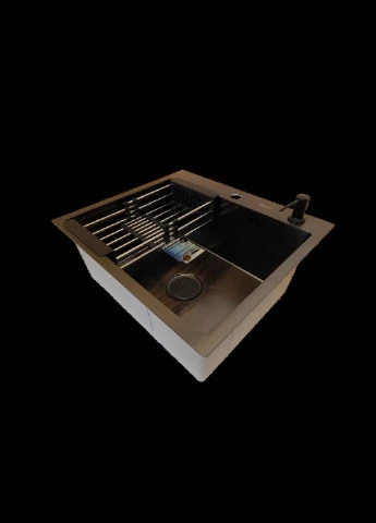 Комплект кухонной мойки Handmade PVD черная HS54*48 (3.0/1.0 мм) декор Kraft (336933127)