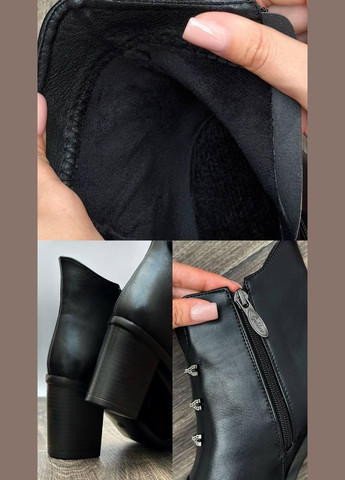 Черные демисезонная ботильоны женские черные демисезонные на каблуке No Brand Ботильони жіночі демісезонні