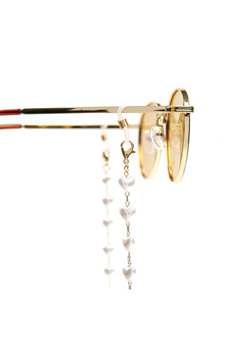 Цепочка для очков металлическая с жемчужными сердцами LuckyLOOK 776-548 (332944422)