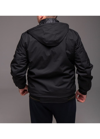 Черная мужская куртка черная ветровка батал утепленная, съемный капюшон No Brand