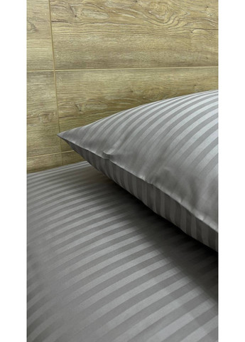 Комплект постельного белья двуспальный No Brand сірий страйп (370864751)