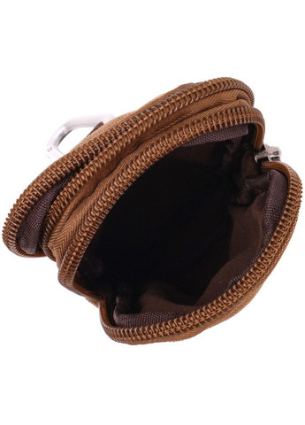Добротна сумка-чохол на пояс із металевим карабіном із текстилю 22225 Коричневий Vintage (329150047)