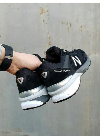 Сірі Осінні кросівки чоловічі new balance 990 v5 black white grey нью беланс 990 v5 No Brand