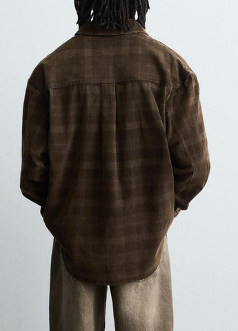 Коричневая рубашка в клетку Zara