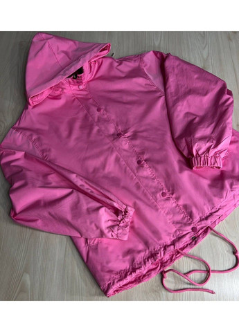 Рожева демісезонна куртка жіноча 9096-1 вітрівка оверсайз подовжена з капюшоном Lady yep