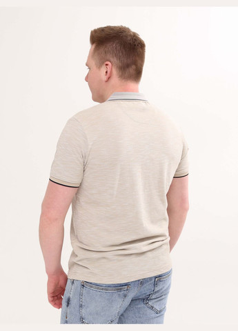 Бежевая футболка-поло мужское бежевое меланж короткий рукав для мужчин MCS
