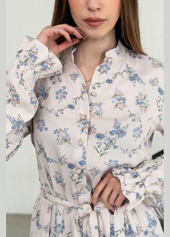 Молочное повседневный платье меди длины с стойкой воротника и карманами в боковых швах (вл 20) RiMari