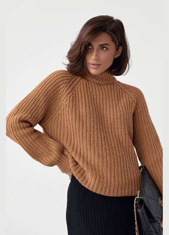 Коричневый зимний женский свитер с рукавами-регланами 4635 Lurex