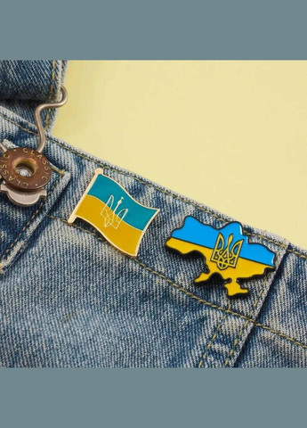 Шикарная брошь значок флага и карты Украины желто-синий No Brand (336947942)
