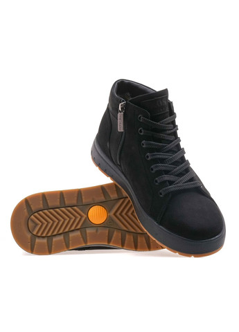 Черные зимние ботинки комфорт мужские 390-7s/black nub Ikos