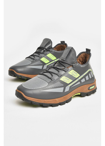 Сірі Зимовий кросівки чоловічі на штучному хутрі сірого кольору Let's Shop