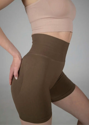 Велосипедки женские спортивные бесшовные высокие коричневые с push-up эффектом (70158) FitFiesta (335413849)