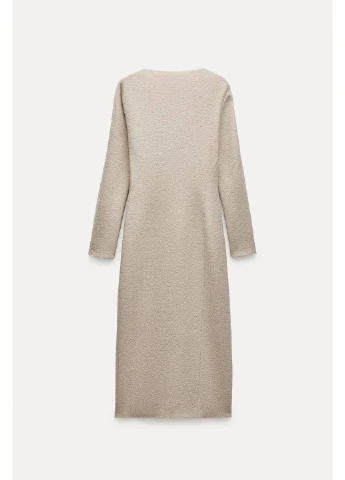Бежева сукня жіноча із шерсті букле midi zw collection ivory Zara