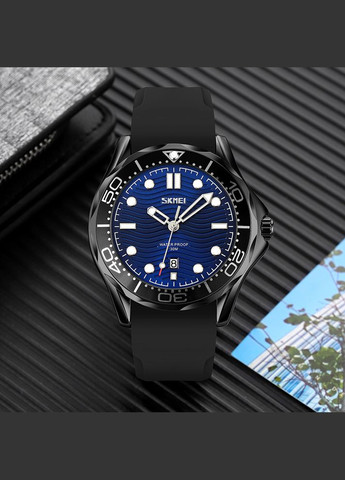 9276PBKBU Black-Blue Silicone Strap кварцевый сasual, классический Skmei (324088672)