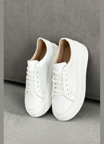 Білі осінні стильні та зручні кросівки на масивній платформі із натуральної шкіри InFashion Кросівки