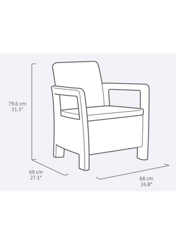 Комплект садовой мебели Keter Tarifa Balcony, коричневый Allibert (362581758)