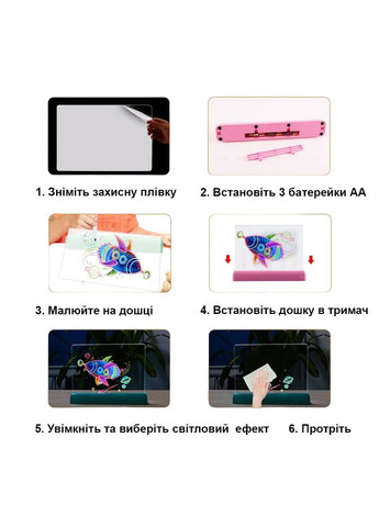 Магічна флуоресцентна 3D дошка для малювання 32*24 см Tenwin (322635150)