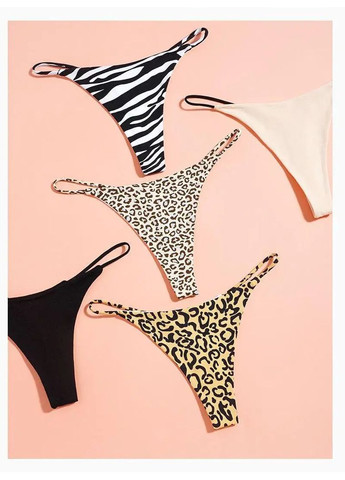 Трусики Monaco, Двошарові V-подібні стрінги з високою посадкою на бавовняній основі No Brand Трусики Monaco зебра (360428691)