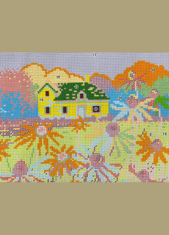 Набор для вышивания по нанесённой на канву схеме "Four season in the fieldautumn". AIDA 14CT printed 33*33 см Joy Sunday (313613578)