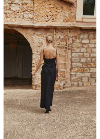 Чорна сукня льон "з вирізом на талії" сукня-комбінація Merge